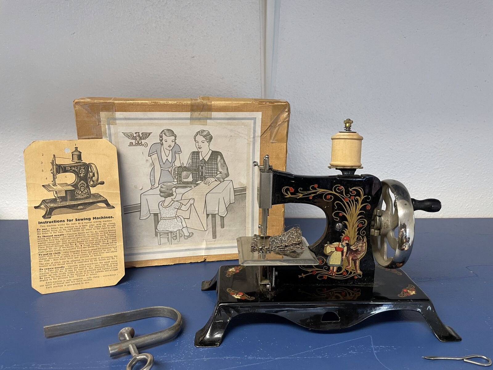 A Restored Antique Hand-Crank Machine, Original Box Included
